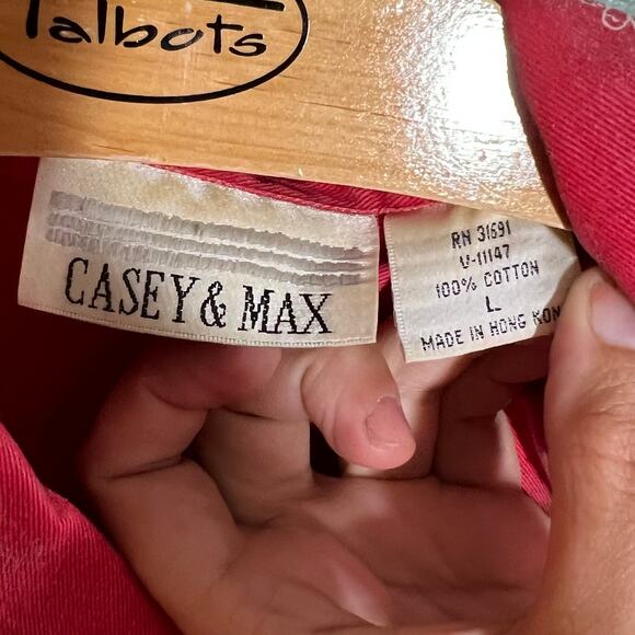 Casey Max Red Paisley Floral Print Cotton Shirt Size Large Western Style - Picture 3 of 5